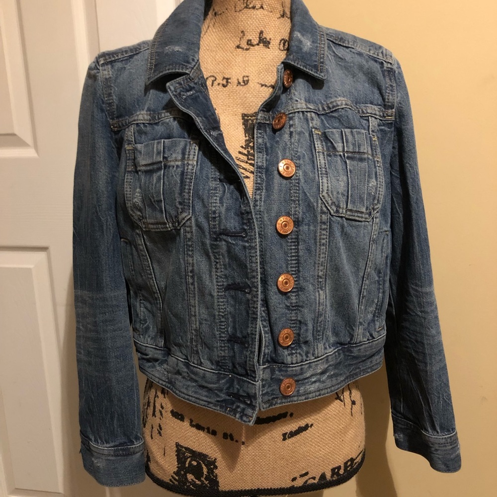 Express acid wash denim cropped jacket medium m